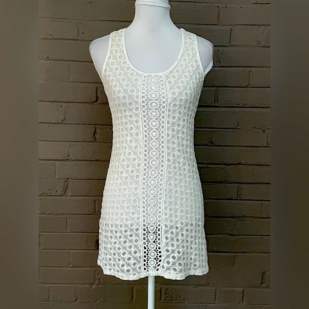 Solitaire Swim  Ivory lace coverup swim dress S